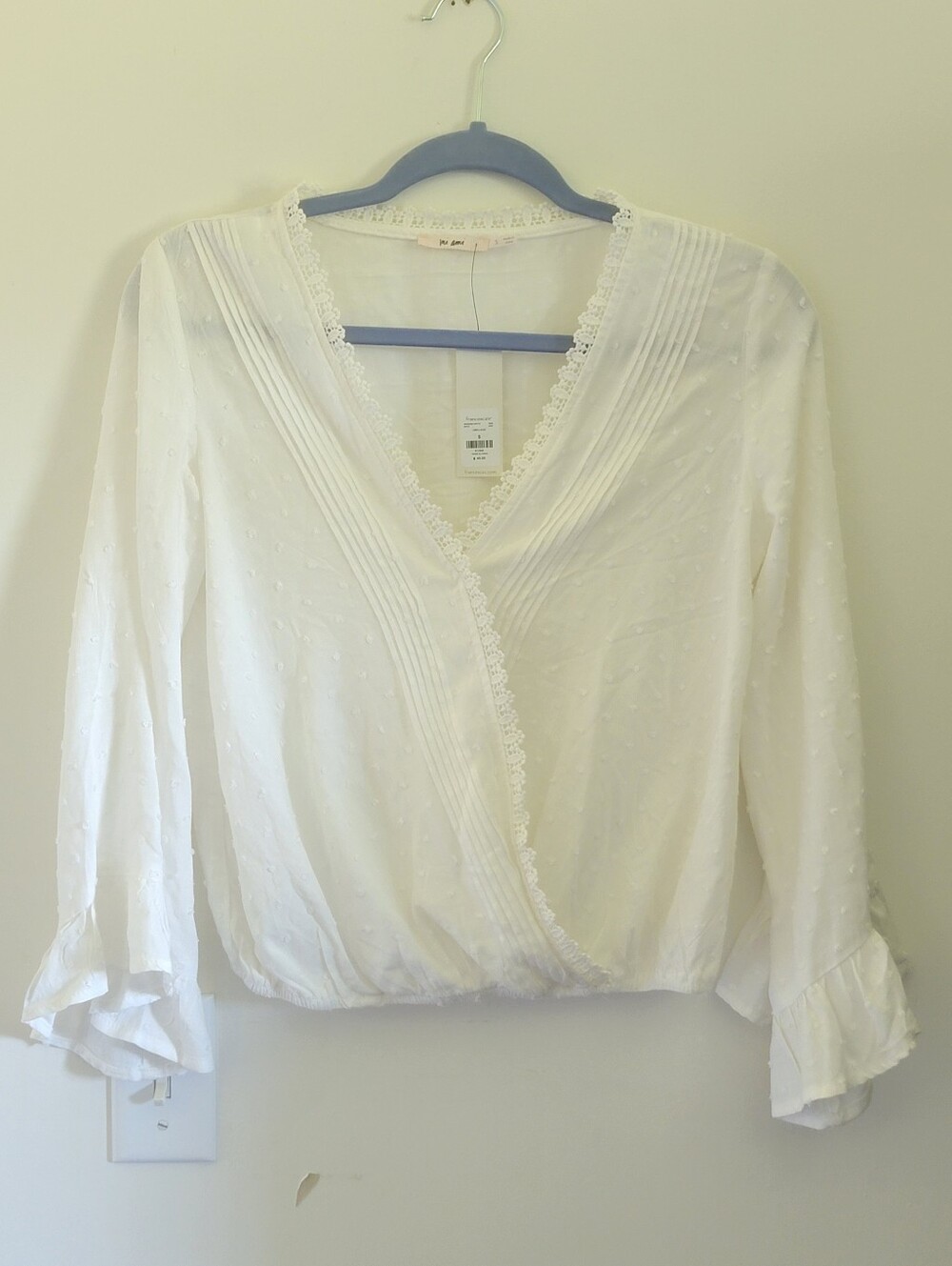 Mi Ami Swiss Dot Wrapped Blouse Sz S NWT